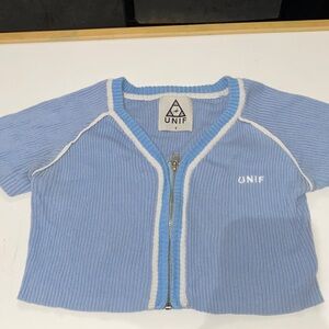 UNIF Light Blue Ribbed Crop Top